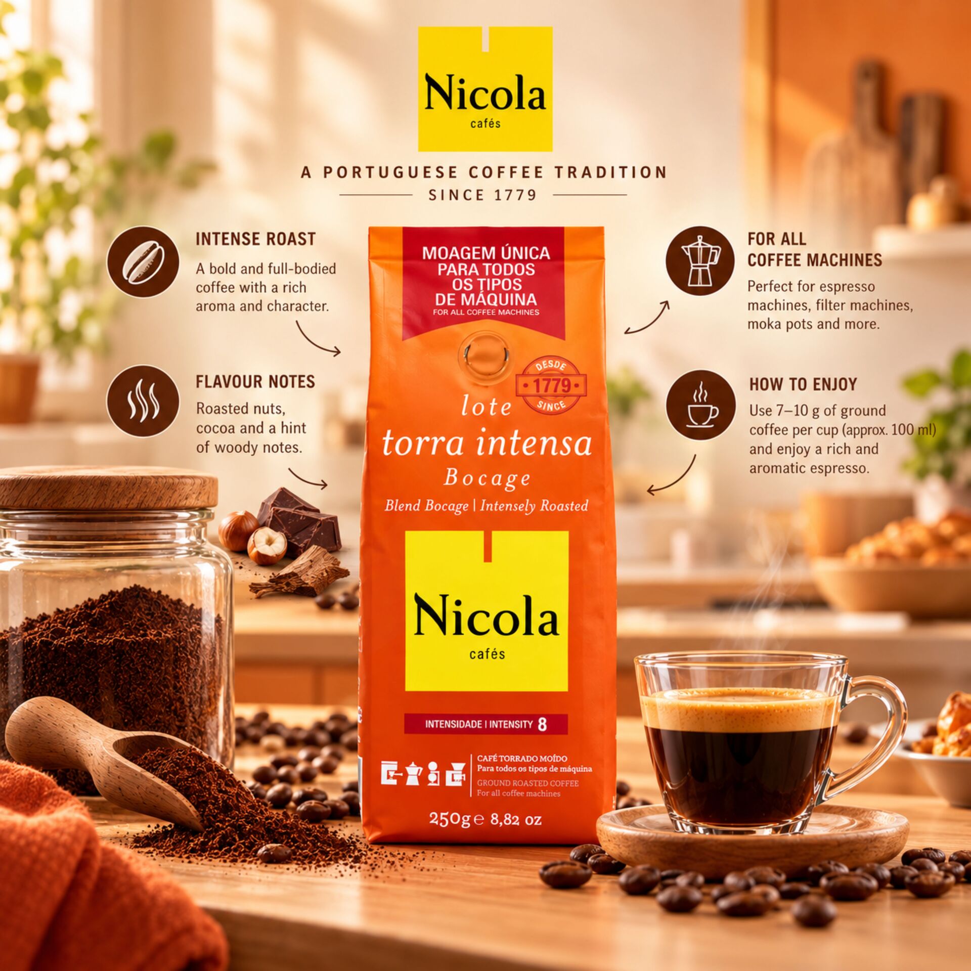 NICOLA® Café Moulu Bocage Torréfaction Intense 250g